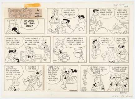 Walker, Mort - Mort Walker Beetle Bailey Sunday Comic Strip Original Art dated 11-9-75 (King Features Syndicate, 1975)....