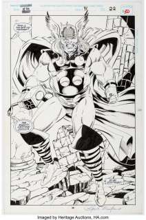 West, Kevin - Kevin West and Steve Montano Guardians of the Galaxy #41 Splash Page 22 Thor Original Art (Marvel, 1993)....