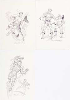 Schomburg, Alex | Alex Schomburg - Marvel’s Golden Age Invaders Illustration Original Art Group of 3 (c. 1980s).... (Total: 3 Original Art) | Heritage