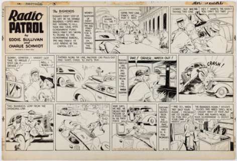Schmidt, Charlie - Charlie Schmidt Radio Patrol Sunday Comic Strip Original Art dated 8-13-39 (King Features Syndicate, 1939)....