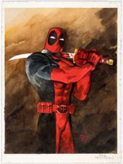 Petersen, Roger | Roger Petersen Marvel Creators Collection Editors Choice Deadpool Trading Card Illustration Original Art (Fleer, 1... | Heritage