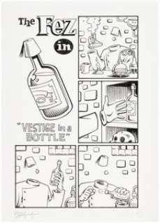 Roger Langridge - The Fez #1 Complete 5-Page Story "Vestige in a Bottle" Original Art (Hotel Fed Press, 2013).... (Total: 5 Original Art)