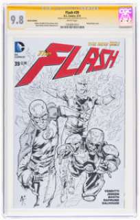 Steve Kurth - The Flash #39 Sketch Edition - Signature Series Original Art (DC, 2015) CGC NM/MT 9.8 White pages.