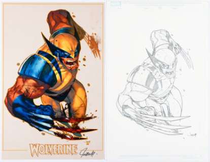 JonBoy Meyers - 2009 Sketchbook Wolverine Cover Original Art and Print (JonBoy Meyers, 2009). (Total: 2 Items)
