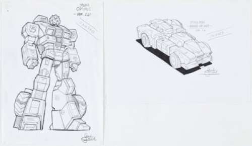 Guido Guidi - Optimus Prime from Transformers Illustrations Original Art Group of 2 (2008). (Total: 2 Original Art)