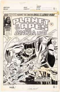 Ron Wilson and Frank Giacoia Planet of the Apes and Dracula Lives Cover Original Art (Marvel UK, 1976). | Heritage