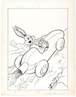 Looney Tunes Artist - Bugs Bunny Coloring Book Cover Original Art (1951).