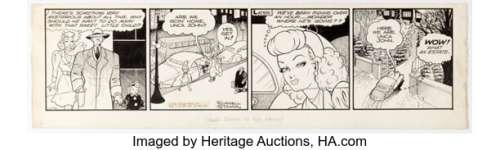 Russell Stamm Invisible Scarlet O’Neil Daily Comic Strip Original Art dated 1-13-42 (Chicago Times, 1942). | Heritage
