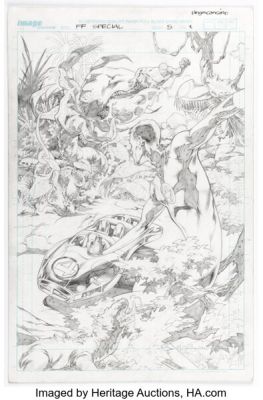 Bing Cansino Fantastic Four Cosmic-Size Special #1 Splash Page 1 Original Art (Marvel, 2009).