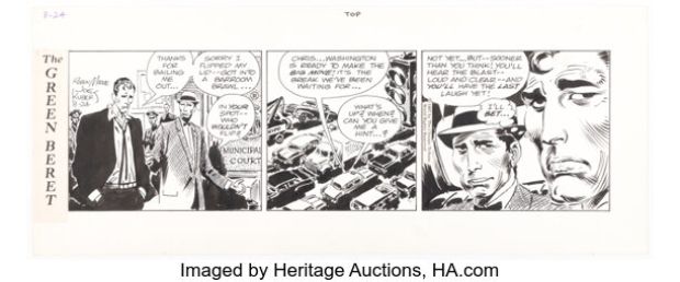 Joe Kubert Tales of the Green Beret Daily Comic Strip Original Art dated 8-24-67 (Chicago Tribune, 1967). | Heritage