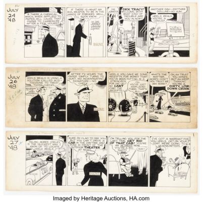 Chester Gould Dick Tracy Daily Comic Strips Original Art Group of 3 (Chicago Tribune, 1948). (Total: 3 Original Art)