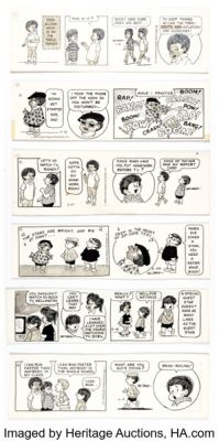 Morrie Turner Wee Pals Daily Comic Strip Original Art Group of 6 (United Features Syndicate, 1979-80). (Total: 6 Original Art)