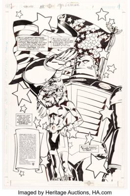 Scott Kolins and Dan Davis Stars and S.T.R.I.P.E. #9 Story Page 1 Original Art (DC, 2000).