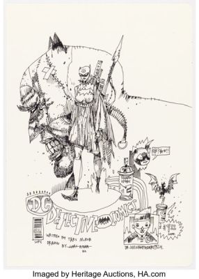 Jim Mahfood "Defective Comics" Batman, Batgirl, and Robin Parody Illustration Original Art (2024).