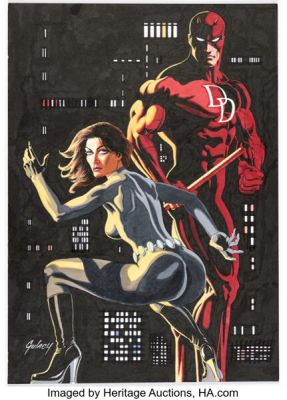 Paul Gulacy - Daredevil and Black Widow Specialty Illustration Original Art (undated). | Heritage