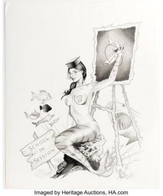 Julio Cesar Mermaids 3 - A Gallery Girls Collection Pin-Up Illustration Original Art (SQP, 2005). | Heritage