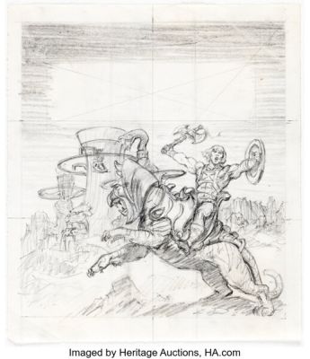 Earl Norem - He-Man and Battlecat from Masters of the Universe Painting Preliminary Original Art (c. 1980s). | Heritage