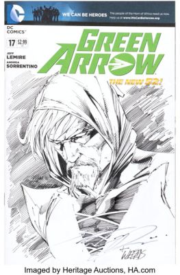 Shane Davis Green Arrow #17 We Can Be Heroes Edition Sketch Original Art (DC, 2013) Condition: NM-.