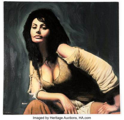 Ron Lesser - Sophia Loren Painting Illustration Original Art (c. 2000s). | Heritage