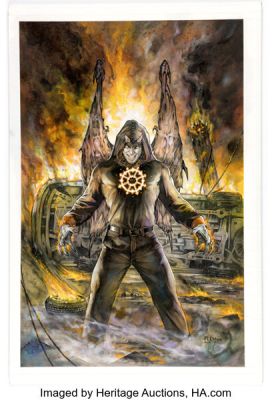 Tom Fleming Eternal Descent: Loki Cover Painting Original Art (Space Goat Productions, 2016).