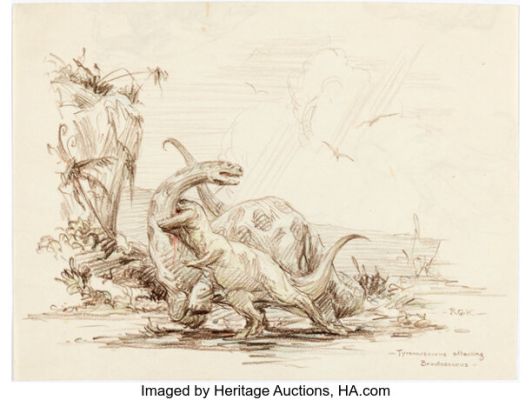 Roy G. Krenkel - Dinosaurs Illustration Original Art (undated). | Heritage
