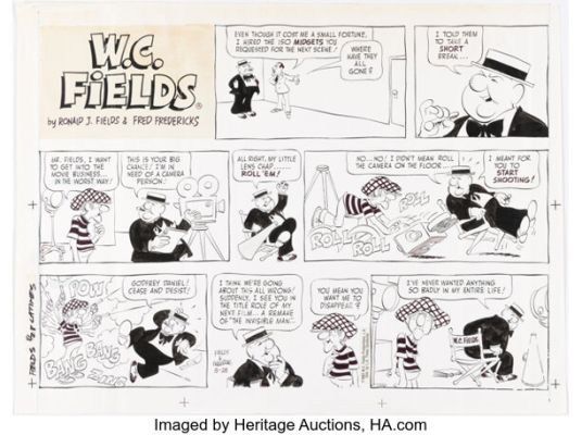 Fred Fredericks W.C. Fields Sunday Comic Strip Original Art dated 8-28-83 (Los Angeles Times Syndicate, 1983).