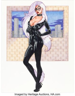 Conny Valentina - Black Cat Pin-Up Illustration Original Art (2010).