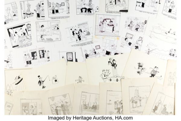 Frank Ridgeway - Gag Illustrations and Sketches Original Art with Memorabilia Group of Approximately 100 (c. 1950s). (Total: 100 Original Art)