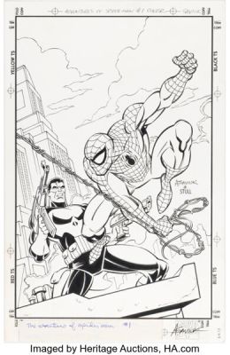 Alex Saviuk and Rob Stull The Adventures of Spider-Man #1 Punisher Cover Original Art (Marvel, 1996). | Heritage