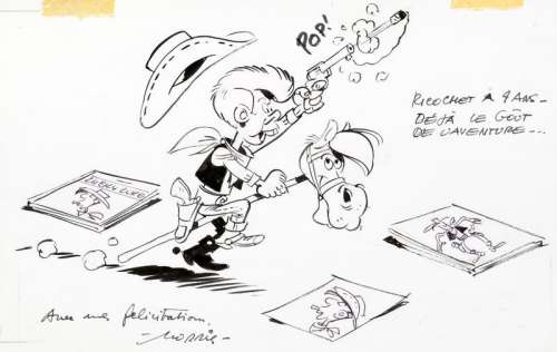 Morris | Lucky Luke, illustration Ã  l’encre de Chine publi… | Banque Dessinée