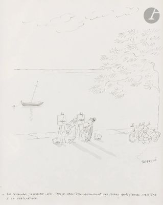 Jean-Jacques Sempé... | Lot 318 - Jean-Jacques SEMPÉ (1932 - 2022) En revanche, la femme,... | Ader Paris