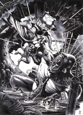 HELLBOY PUNCHES GORILLA - Fabio D’Auria - Illustration inédite | eBay Europe (Buy It Now)