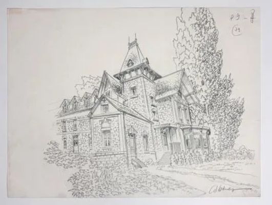 Cabanes, Illustration... | Lot 21 - Cabanes, illustration à la mine de plomb sur papier... | Tessier Sarrou