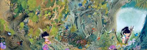 Hausman | Saki et Zunie, illustration Ã  la gouache représe… | Banque Dessinée