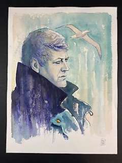 Milo Manara - Illustrazione originale "Hugo Pratt: per colpa di un gabbiano" - cm 46x61 - Loose page - (2012) | Catawiki