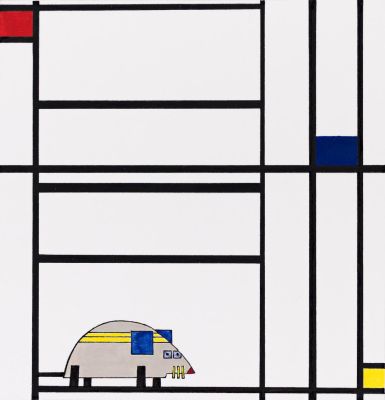 Jane Breskin Zalben, (b. 1950), Baumouse: Janson riffs painting in the style of Piet Mondrian. 2012. | Swann Galleries