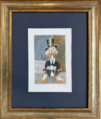 Tony Fernandez – Scrooge McDuck Inspired By Amadeo Modigliani’s “Seated Man with a Cane” (1918) – Original Painting | Corner4art