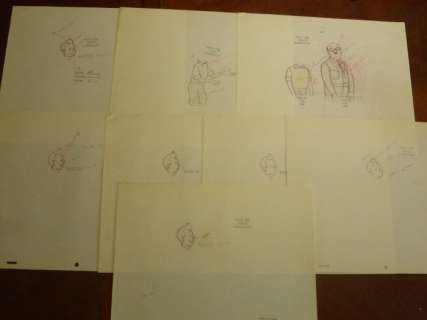 Tintin - 8x Preparatory Drawings for the Belvision film Obective Moon - Tintin & Wolff - (1959) | Catawiki