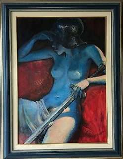 Rosinski - Origineel olieverfschilderij - Femme bleue | Catawiki