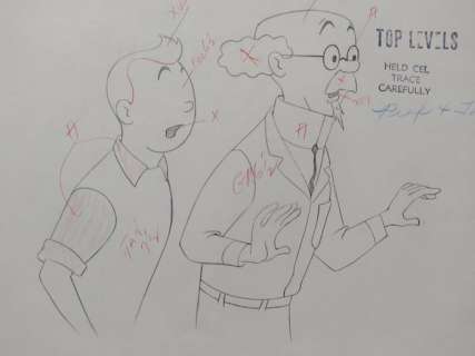 Tintin - 2x Original drawings + document - Tintin and Tournesol - On a marché sur la lune - (1960’s) - Unique | Catawiki