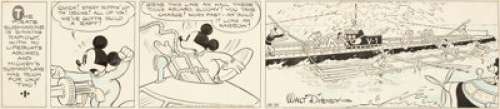 Floyd Gottfredson and Ted Thwaites Mickey Mouse Daily Comic Strip Original Art 12-31-35 (Disney Enterprises & King... | Heritage
