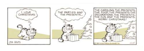 Jim Davis - Garfield Daily Comic Strip Original Art dated 12-25-80 (United Feature Syndicate, 1980).