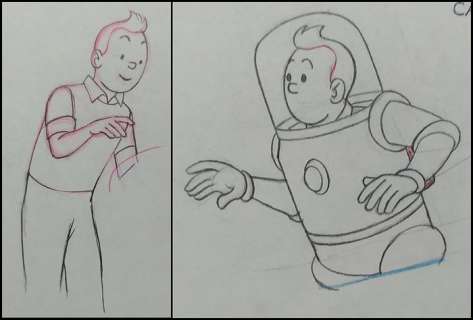 Tintin - 2x Original drawing - Tintin - On a marché sur la lune - (1960’s) | Catawiki