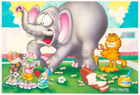 Jim Davis Studio - Garfield at the Zoo Painting Original Art (undated).... | Heritage