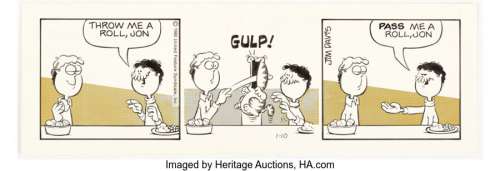 Davis, Jim | Jim Davis Garfield Daily Comic Strip Original Art Dated 1-10-80 (United Feature Syndicate, 1980).... | Heritage