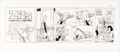 Jerry Scott and Jim Borgman Zits Sunday Comic Strip Original Art dated 3-7-04 (King Features Syndicate, 2004). | Heritage