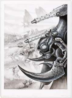 Des Hanley White Dwarf Magazine #190 Epic Slaanesh War Machines Page 27 Illustration Original Art (Games Workshop, 1995). | Heritage