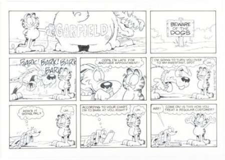 Jim Davis Garfield Sunday Comic Strip Original Art dated 2-8-04 (PAWS, 2004). | Heritage