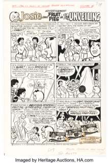 Dan DeCarlo and Jim DeCarlo (attributed) - Josie Hostess Fruit Pies Complete 1-Page Ad "The Unveiling" Original Art and Production Materials Group of 3 (Archie, 1976). (Total: 3 Original Art) | Heritage
