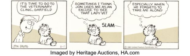 Jim Davis Garfield Daily Comic Strip Original Art dated 3-17-81 (United Feature Syndicate, 1981). | Heritage